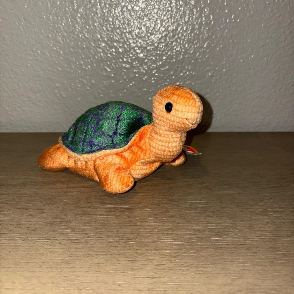 Ty Orange and Green Stuffed Turtle